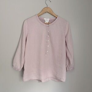 Nicole Miller 100% linen 3/4 sleeve blouse